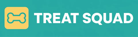Treat Squad logo with yellow bone icon and white text on teal background